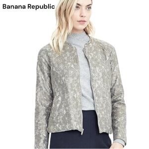 BANANA REPUBLIC Gilded Foiled Lace Bomber Jacket